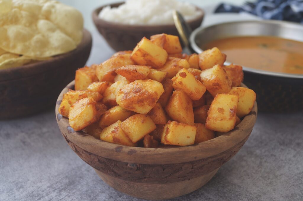 Potato Karacurry, Roast Potatoes, South Indian Style Roast Potatoes